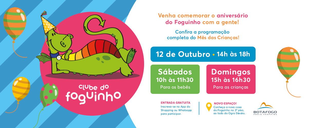 Botafogo Praia Shopping - Os pequenos adoram brincar no Clube do Foguinho!  😍 Confira a programação da semana e traga as crianças: 🗓️ Sábado 🕚 11h,  para os bebês:⠀⠀ 📏 10/09 Jogo